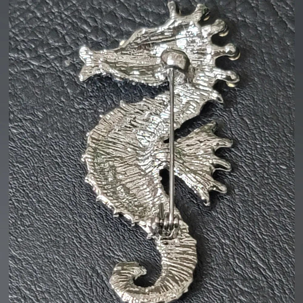 Beautiful Seahorse Brooch- Blue, Green, & AB Rhinestones - NWOT
